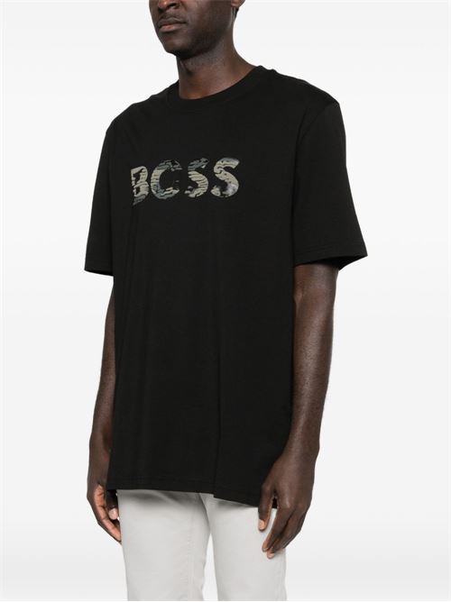 T-shirt uomo manica corta nera con stampa BOSS | 50556009001