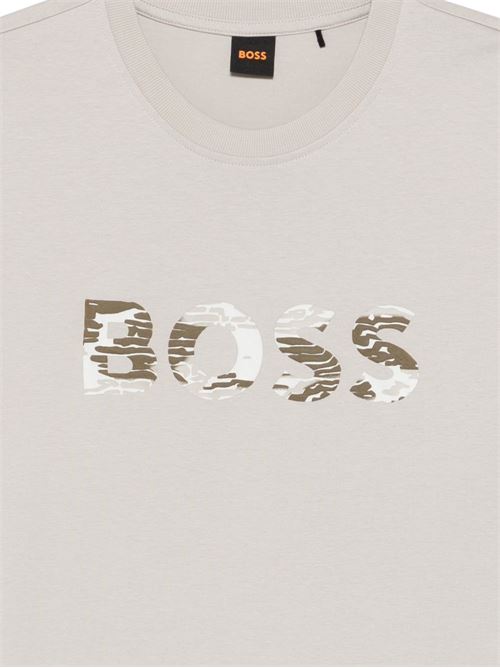 T-shirt uomo manica corta grigia con stampa BOSS | 50556009070