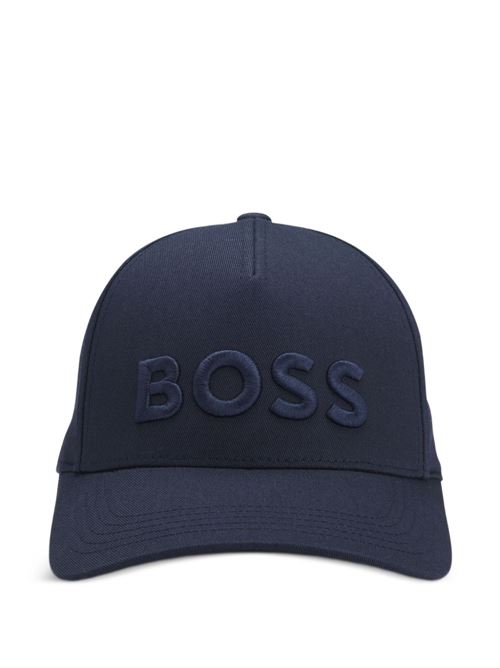 Cappello uomo blu con tesa e logo BOSS | 50556418404