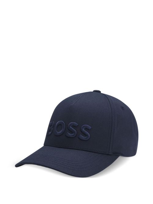 Cappello uomo blu con tesa e logo BOSS | 50556418404