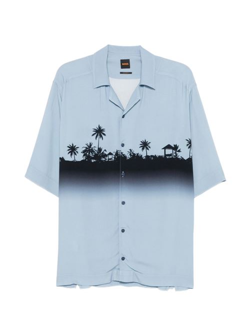 Costume uomo BOSS celeste con stampa palme bicolore BOSS | 50559633458