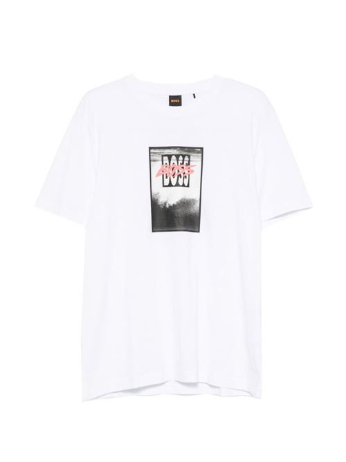 T-shirt uomo Boss manica corta bianca con stampa BOSS | 50561846100