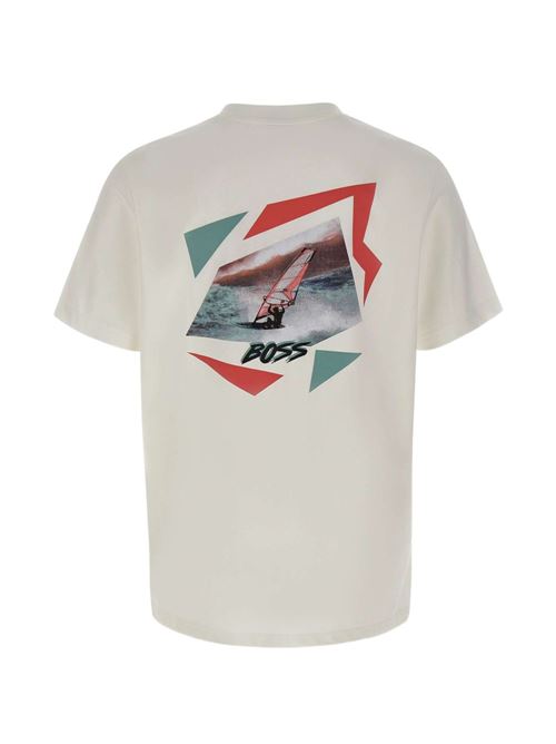 T-shirt uomo Boss mezza manica bianca con stampa windusrf BOSS | 50561872101