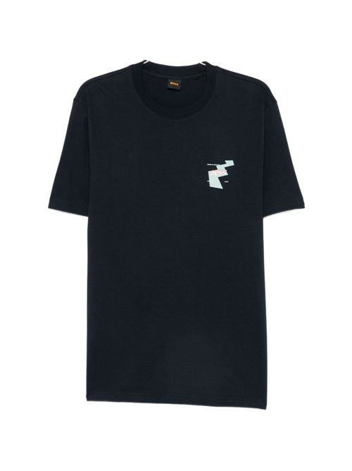 T-shirt Boss uomo manica corta nera con stampa BOSS | 50561872404