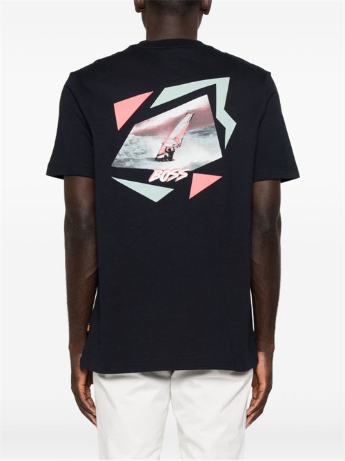 T-shirt Boss uomo manica corta nera con stampa BOSS | 50561872404