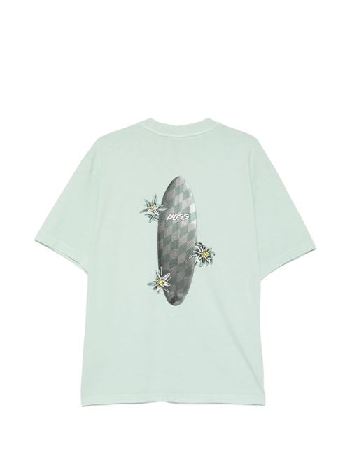 T-shirt uomo BOSS acqua con stampa tavola surf BOSS | 50561873446