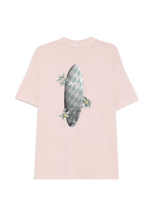 T-shirt uomo BOSS rosa con stampa tavola surf BOSS | 50561873690