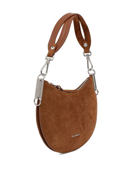 Borsa donna Coccinelle mezza luna small in suede cognac COCCINELLE | E1QKG130301W11