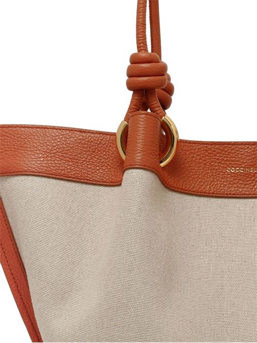 Borsa donna Coccinelle shopping canvas sabbia e arancio COCCINELLE | E1U06110201822
