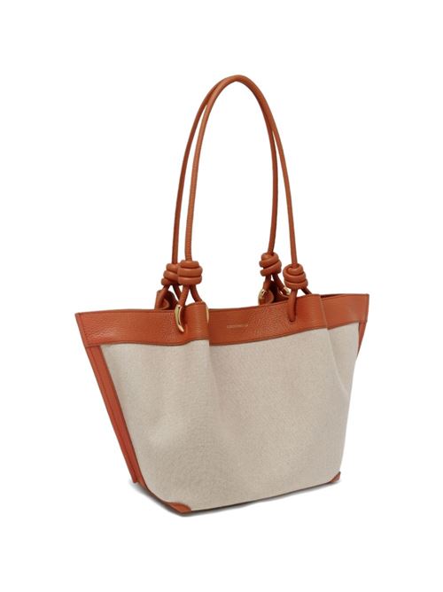 Borsa donna Coccinelle shopping canvas sabbia e arancio COCCINELLE | E1U06110201822