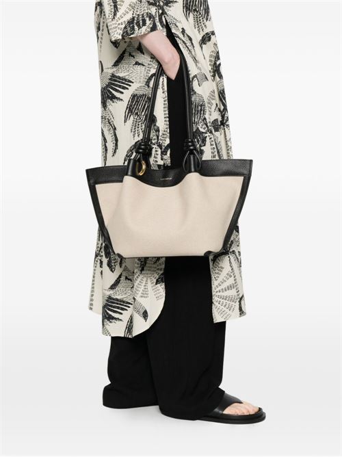 Borsa donna Coccinelle shopping canvas sabbia e nero COCCINELLE | E1U06110201846