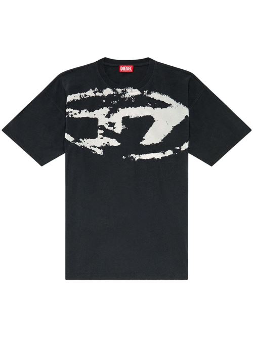 T-shirt uomo Diesel maxi logo oval D nero bianco DIESEL | A130490DQAU9XX