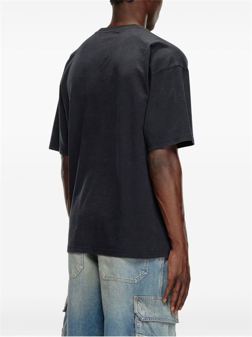 T-shirt uomo Diesel maxi logo oval D nero bianco DIESEL | A130490DQAU9XX