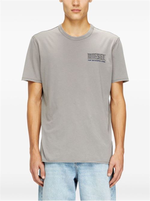 T-shirt uomo Diesel taglio vivo patch grigio DIESEL | A209580KMAH97D