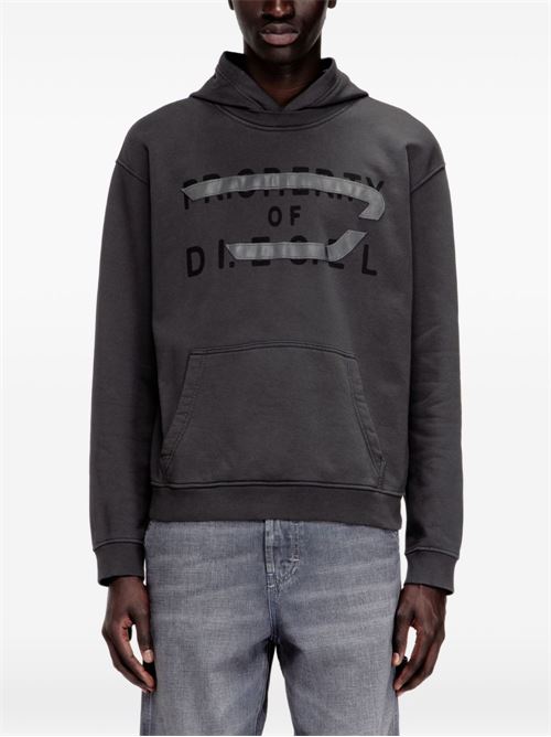 Felpa uomo con cappuccio e grafica nera DIESEL | A210290JMBI93R