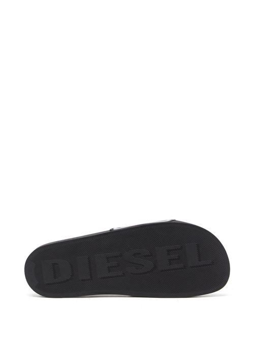 Ciabatte uomo Diesel nere con maxi logo bianco DIESEL | Y02801P4441H0958