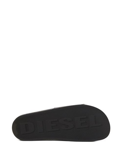 Ciabatte uomo Diesel nere con mini logo rosso DIESEL | Y03712P8453T8013