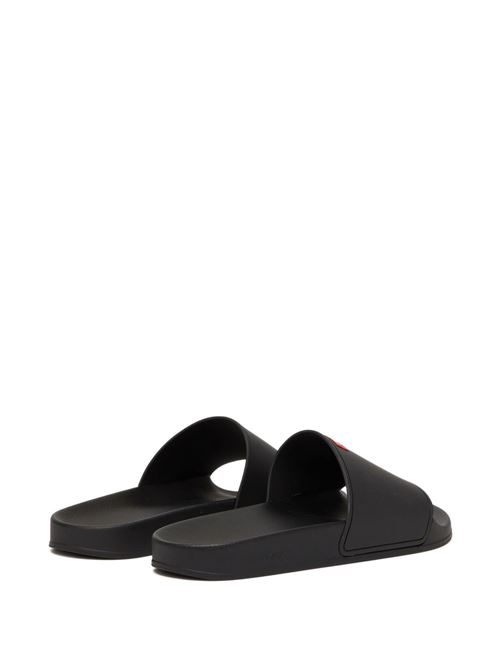 Ciabatte uomo Diesel nere con mini logo rosso DIESEL | Y03712P8453T8013