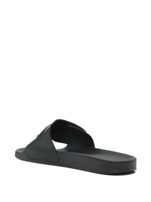 Ciabatte uomo Diesel nere con velcro e logo ovale DIESEL | Y03913PR525T8013