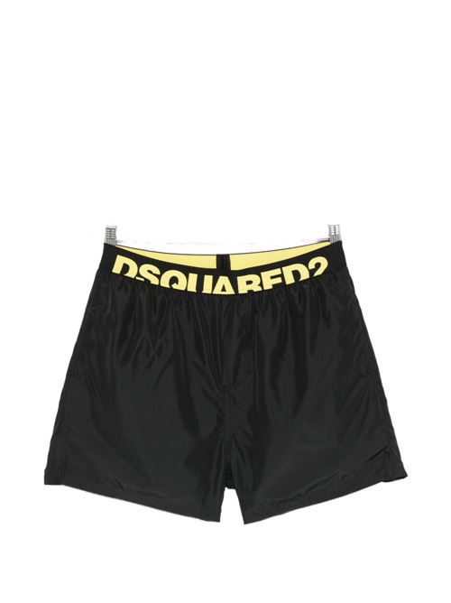 Shorts da bagno uomo nero con elastico logato Dsquared | D7B626560014