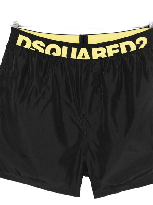 Shorts da bagno uomo nero con elastico logato Dsquared | D7B626560014