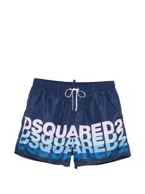 Shorts da bagno uomo navy con logo Dsquared | D7B626710412