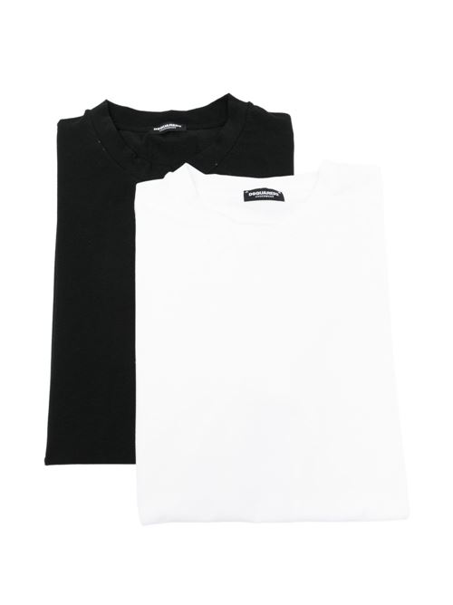 T-shirt uomo mezza manica 2 pack bianca e nera Dsquared | DCX290070010