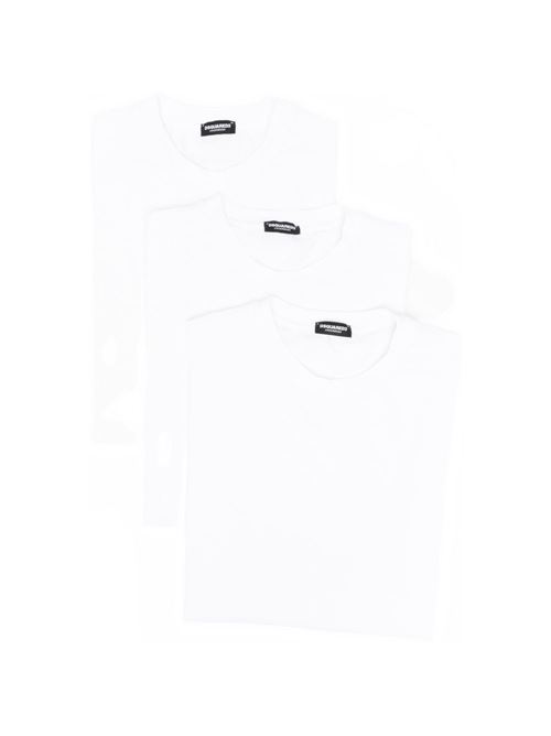 T-shirt uomo mezza manica bianca 3 pack Dsquared | DCX390060100