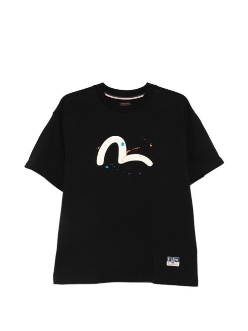 T-shirt uomo Evisu nera con stampa logo EVISU | 2ESHTM6TS1081BLACK