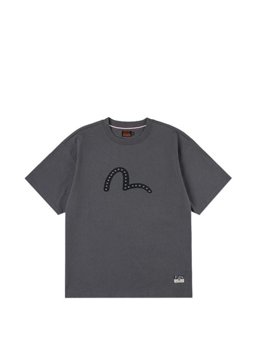 T-shirt uomo Evisu grigio antracite con stampa logo e dettagli borchie EVISU | 2ESHTM6TS1088CHARCOAL