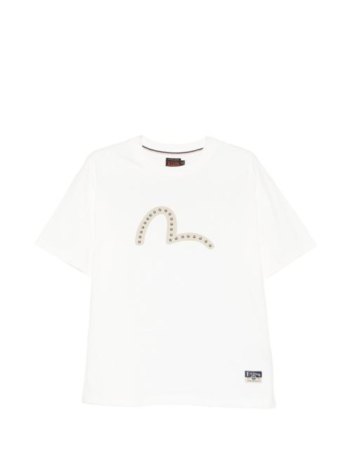 T-shirt uomo Evisu bianca con stampa logo e borchie EVISU | 2ESHTM6TS1088WHITE