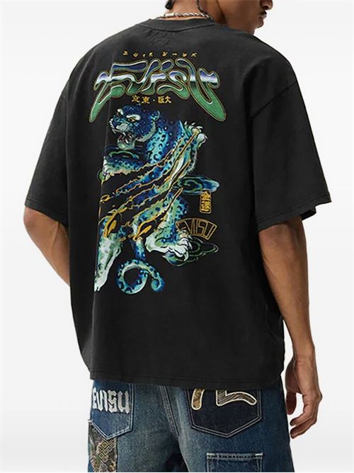 T-shirt uomo Evisu nera con stampa grafica EVISU | 2ESHTM6TS1089BLACK