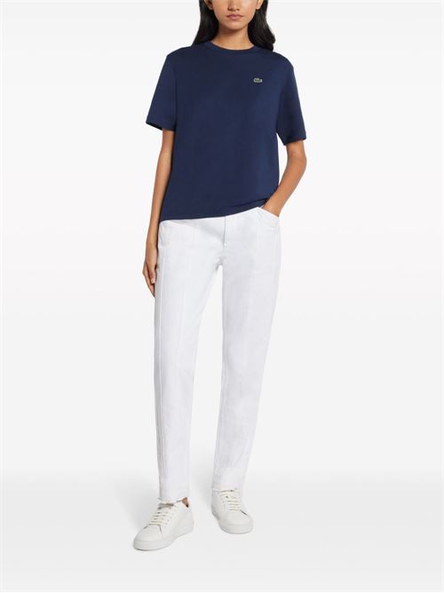 T-shirt donna manica corta con logo ricamato LACOSTE | TF7215166