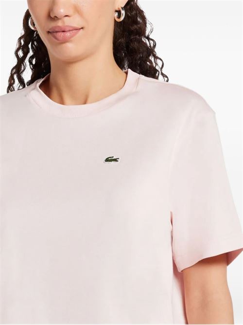 T-shirt donna manica corta con logo ricamato LACOSTE | TF7215ADY