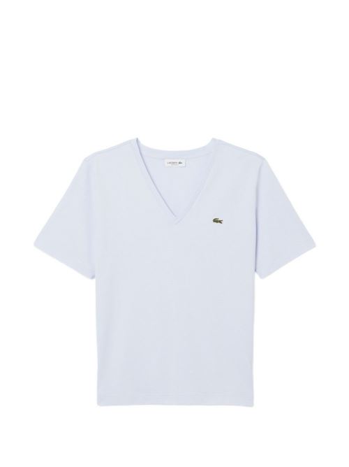 T-shirt donna manica corta lilla con scollo a V LACOSTE | TF7300J2G