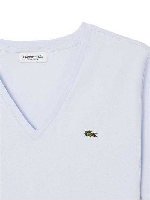 T-shirt donna manica corta lilla con scollo a V LACOSTE | TF7300J2G
