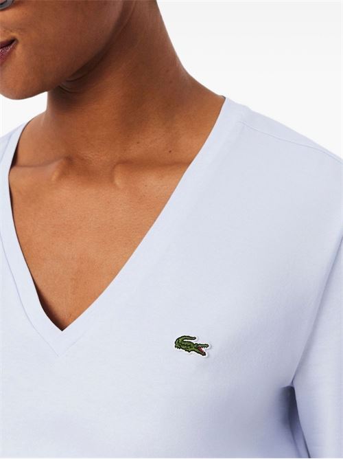 T-shirt donna manica corta lilla con scollo a V LACOSTE | TF7300J2G