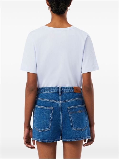 T-shirt donna manica corta lilla con scollo a V LACOSTE | TF7300J2G