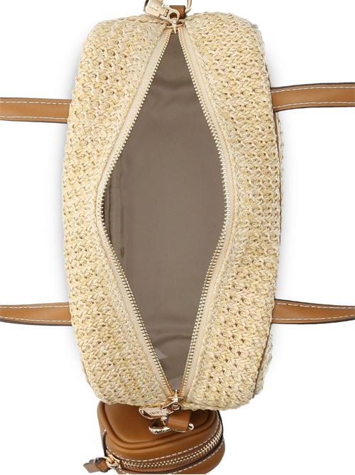 Borsa donna Liu Jo bowling beige con logo LIU-JO | AA6113T383A00005