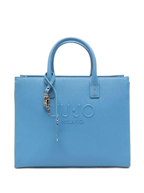 Borsa donna tote azzurrina con logo goffrato LIU-JO | AA6149ES02974139