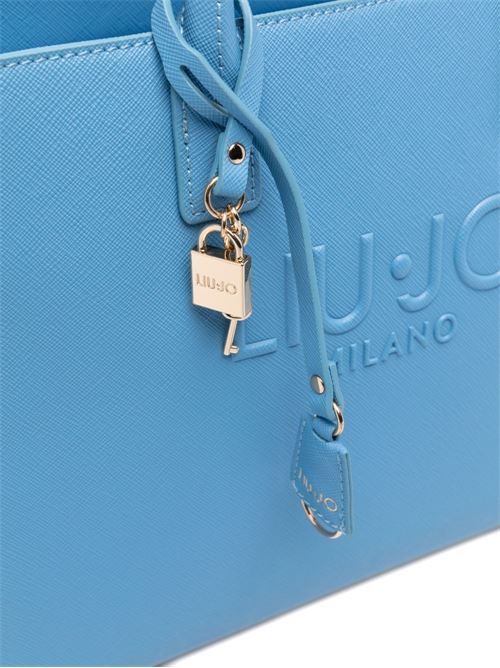 Borsa donna tote azzurrina con logo goffrato LIU-JO | AA6149ES02974139