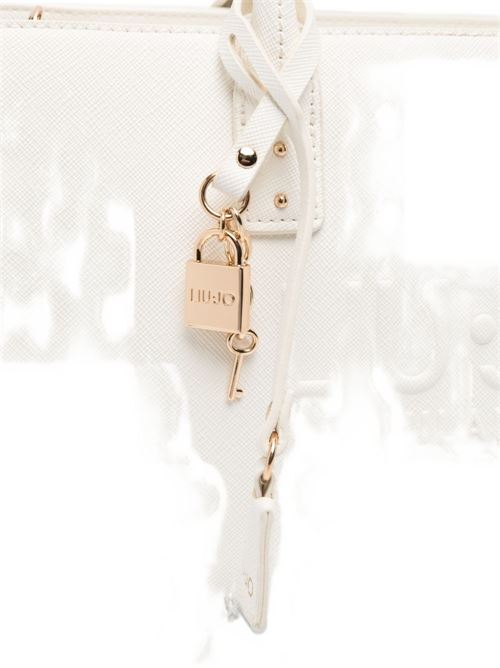Borsa donna tote bianca con logo goffrato LIU-JO | AA6149ES029X0459