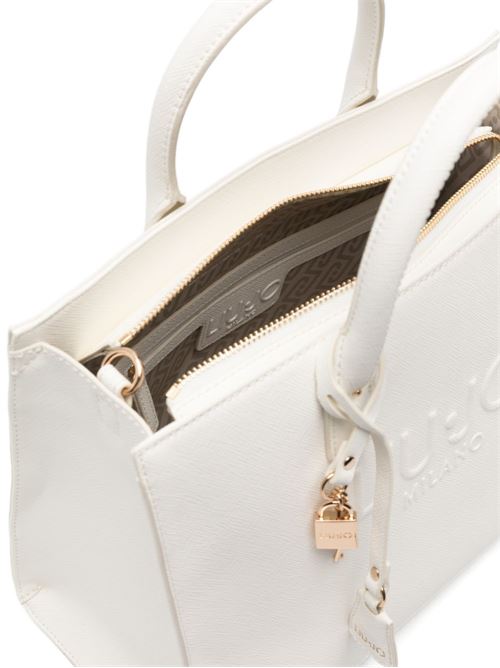 Borsa donna tote bianca con logo goffrato LIU-JO | AA6149ES029X0459