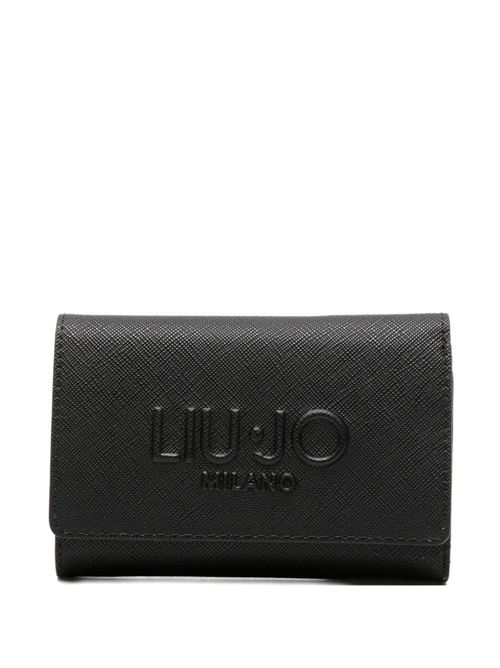 Portafoglio donna nero con logo goffrato LIU-JO | AA6172ES02922222