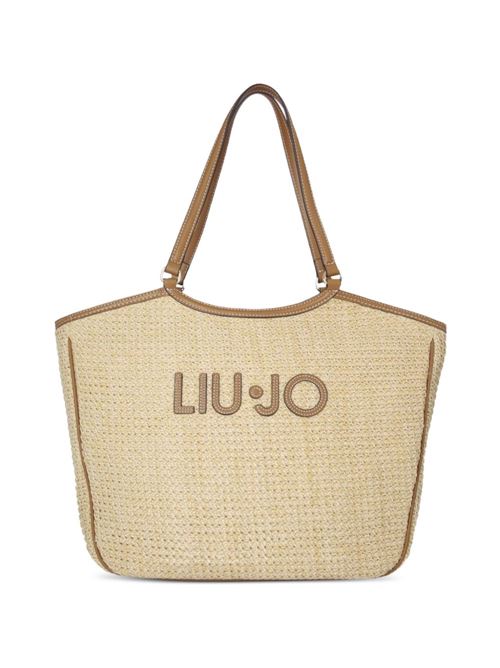 Borsa donna Liu Jo tote grande beige con logo LIU-JO | AA6208T383A00005