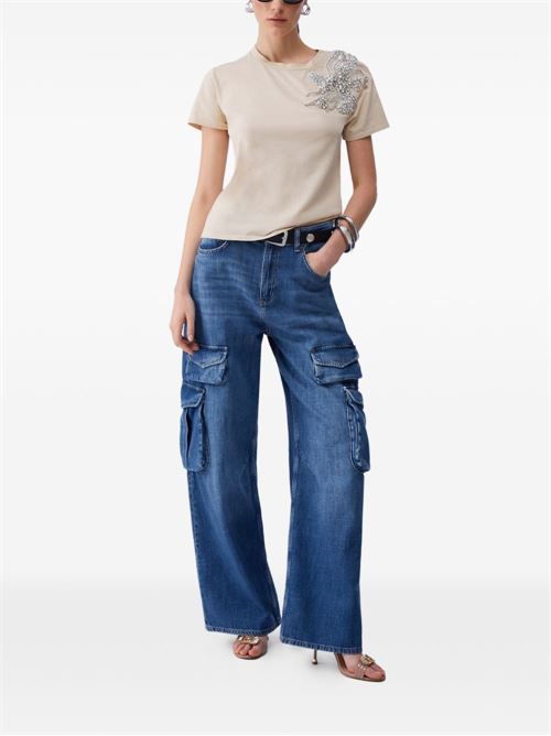 T-shirt donna con decorazione perline LIU-JO | CA6010J3868L9089