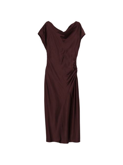 Abito lungo donna Liu Jo raso marrone manica corta LIU-JO | CA6176T522AP9646