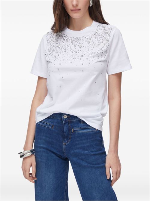 T-shirt donna Liu Jo bianca con pietre preziose applicate LIU-JO | CA6193J386811111