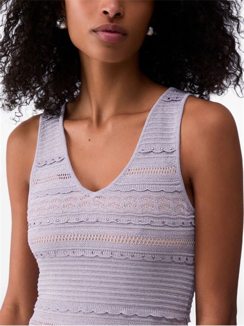 Abito donna Liu Jo lungo smanicato in maglia lurex lilla LIU-JO | CA6241MA06SA4388