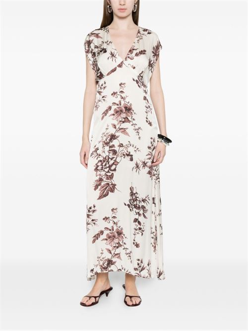 Abito lungo donna Liu Jo floreale panna e marrone LIU-JO | CA6298TS061P9654
